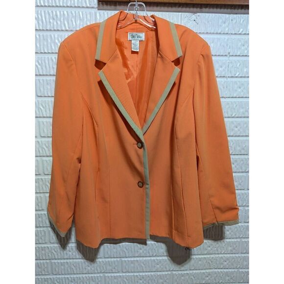 Bob Mackie Women's Beautiful Orange & Tan Trim Traditional Style Blazer Jacket S - Picture 1 of 6